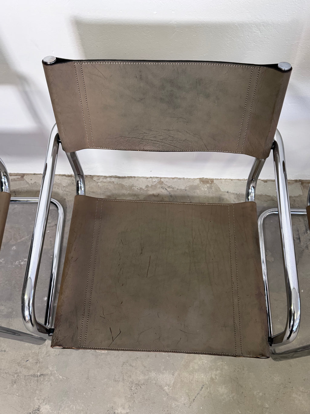 Grauer Modell MG5 Ledersessel von Mart Stam & Marcel Breuer für Matteo Grassi, 1980er