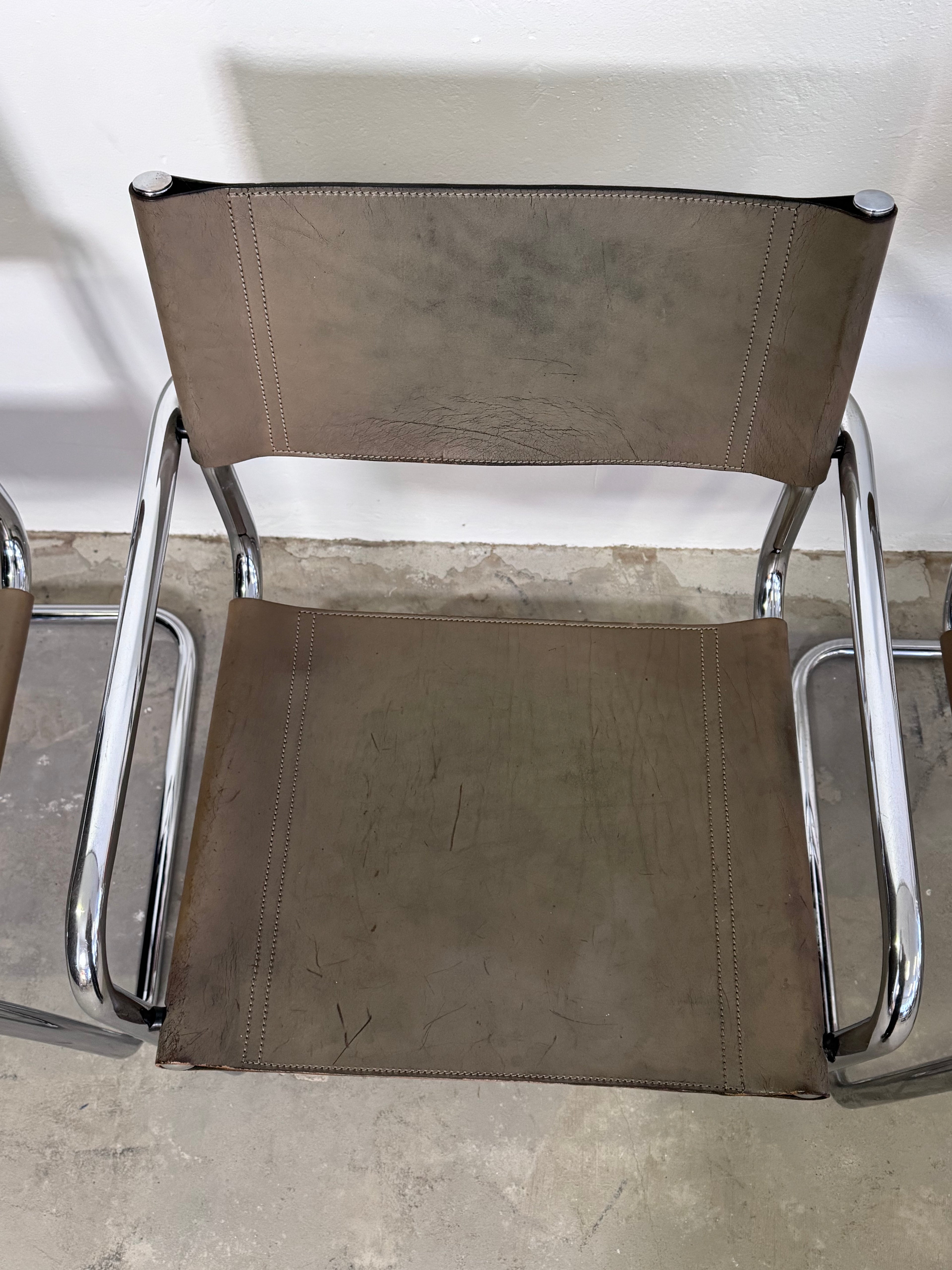 Grauer Modell MG5 Ledersessel von Mart Stam & Marcel Breuer für Matteo Grassi, 1980er