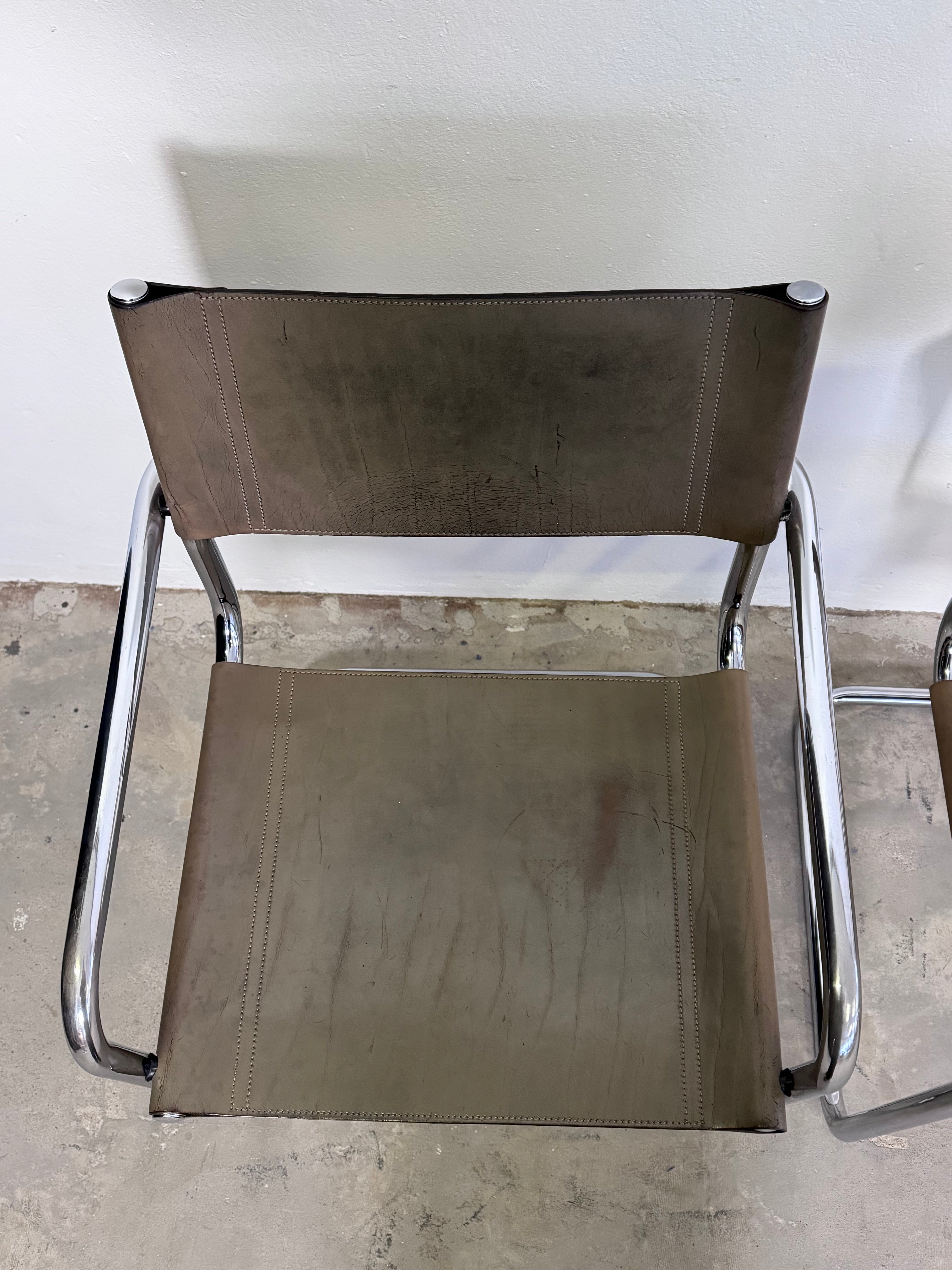 Grauer Modell MG5 Ledersessel von Mart Stam & Marcel Breuer für Matteo Grassi, 1980er