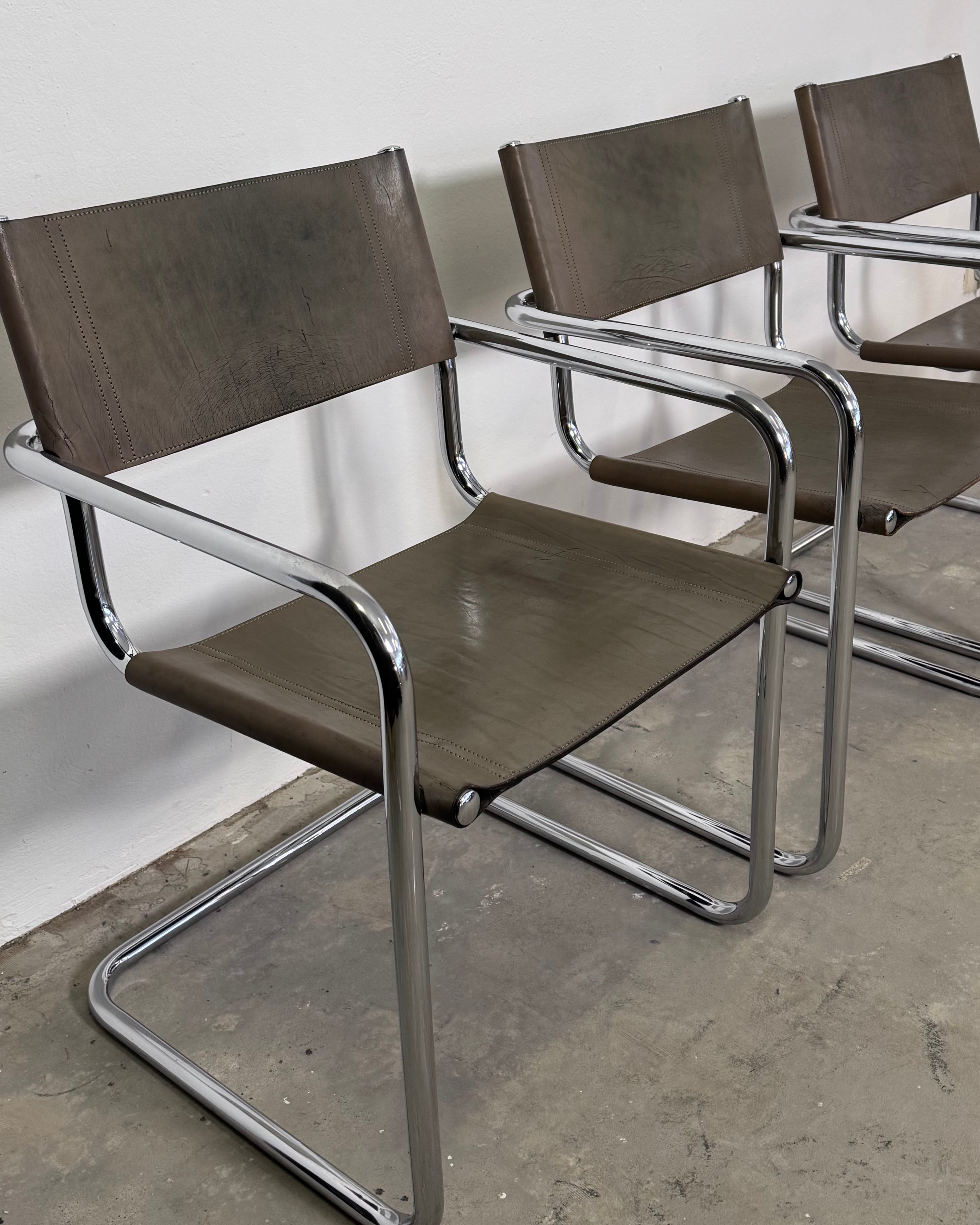 Grauer Modell MG5 Ledersessel von Mart Stam & Marcel Breuer für Matteo Grassi, 1980er