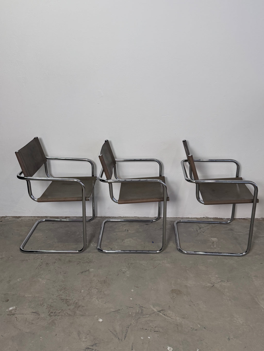 Grauer Modell MG5 Ledersessel von Mart Stam & Marcel Breuer für Matteo Grassi, 1980er