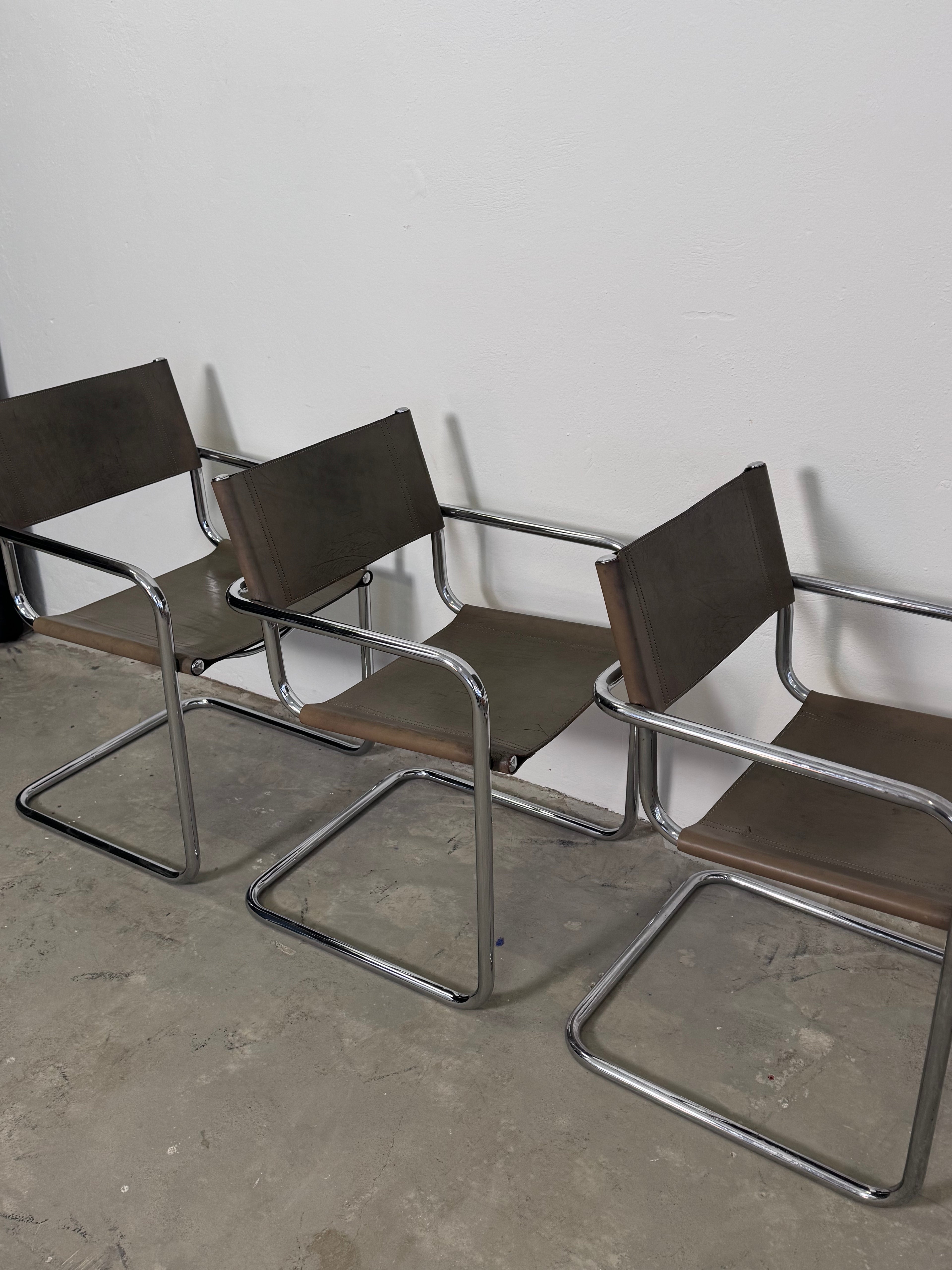 Grauer Modell MG5 Ledersessel von Mart Stam & Marcel Breuer für Matteo Grassi, 1980er