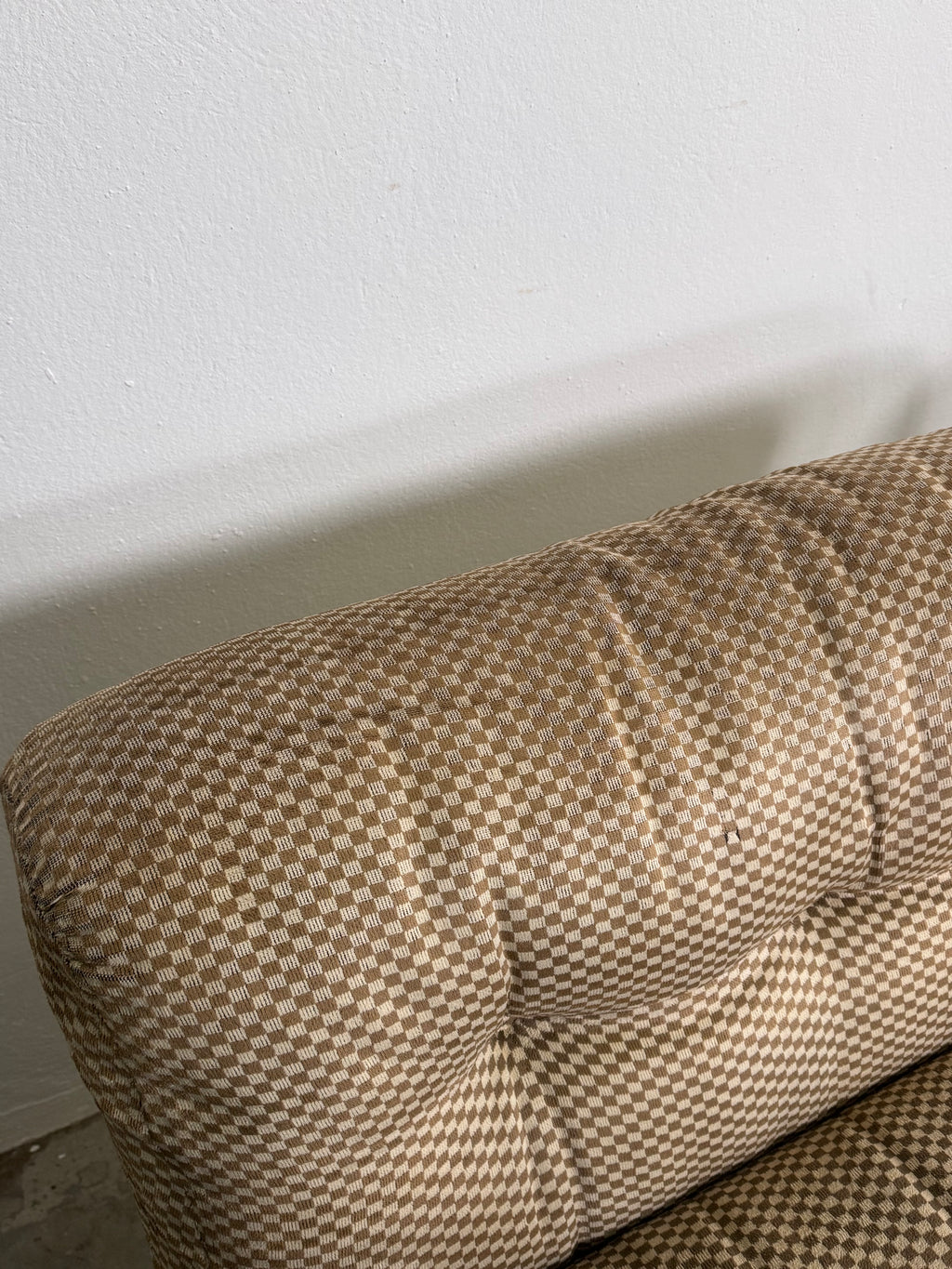 1/2 Amanta armchair Sessel by Mario Bellini originalem beige/cremefarbenem Karo-Bezugsstoff, C&B Italia