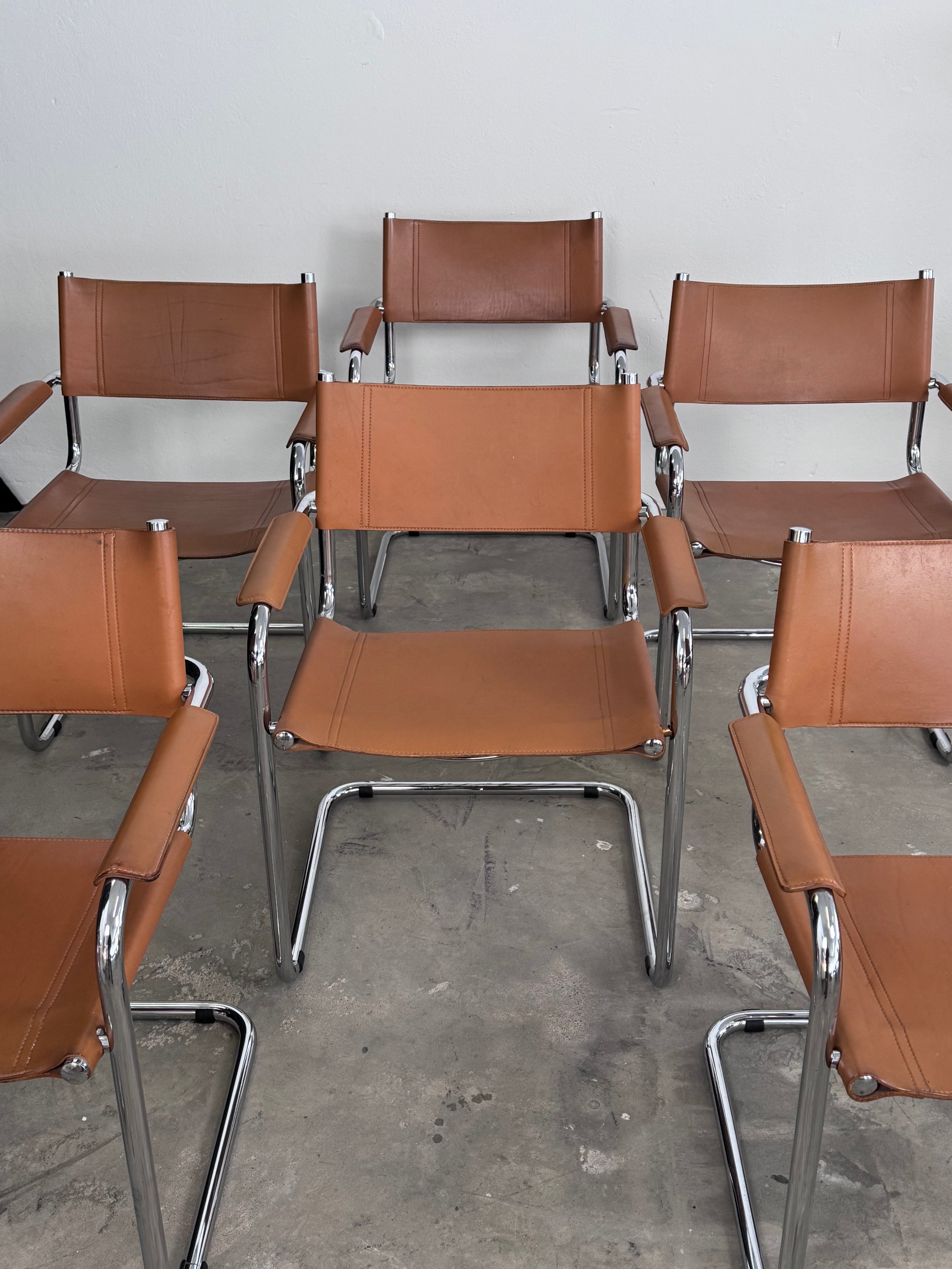 MG5 Mart Stam Stahlrohr Freischwinger für Matteo grassi in Cognac