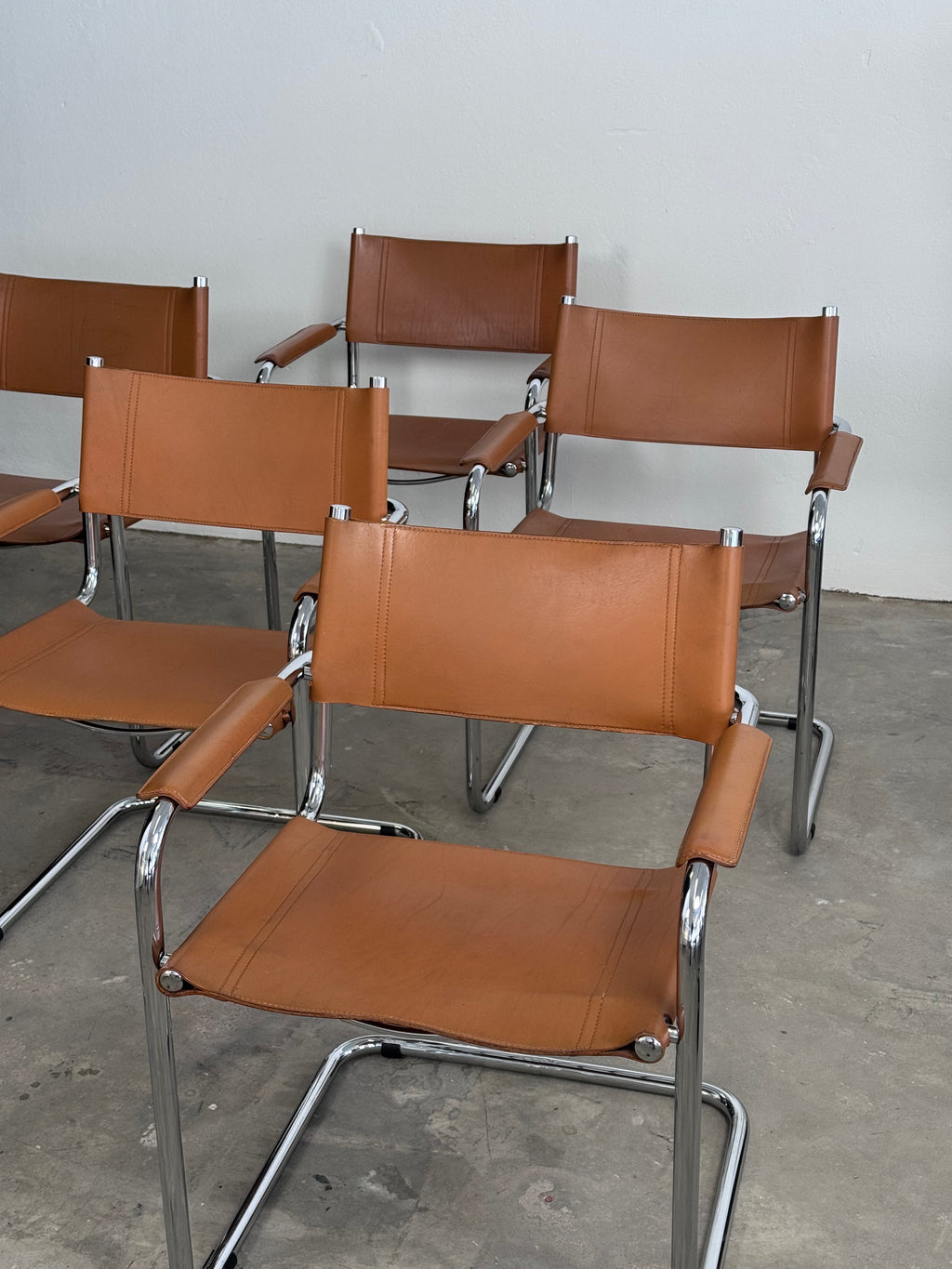 MG5 Mart Stam Stahlrohr Freischwinger für Matteo grassi in Cognac