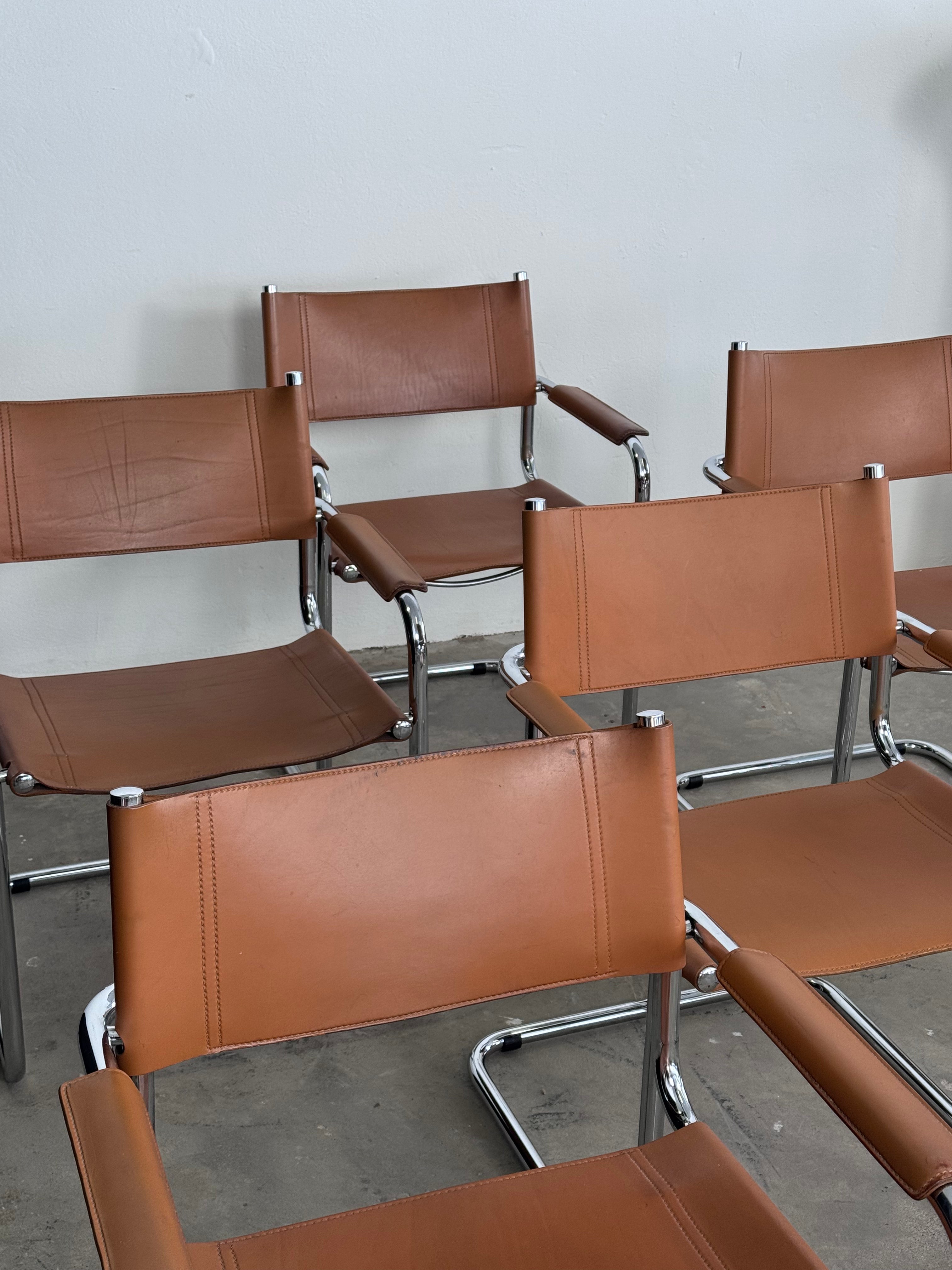 MG5 Mart Stam Stahlrohr Freischwinger für Matteo grassi in Cognac