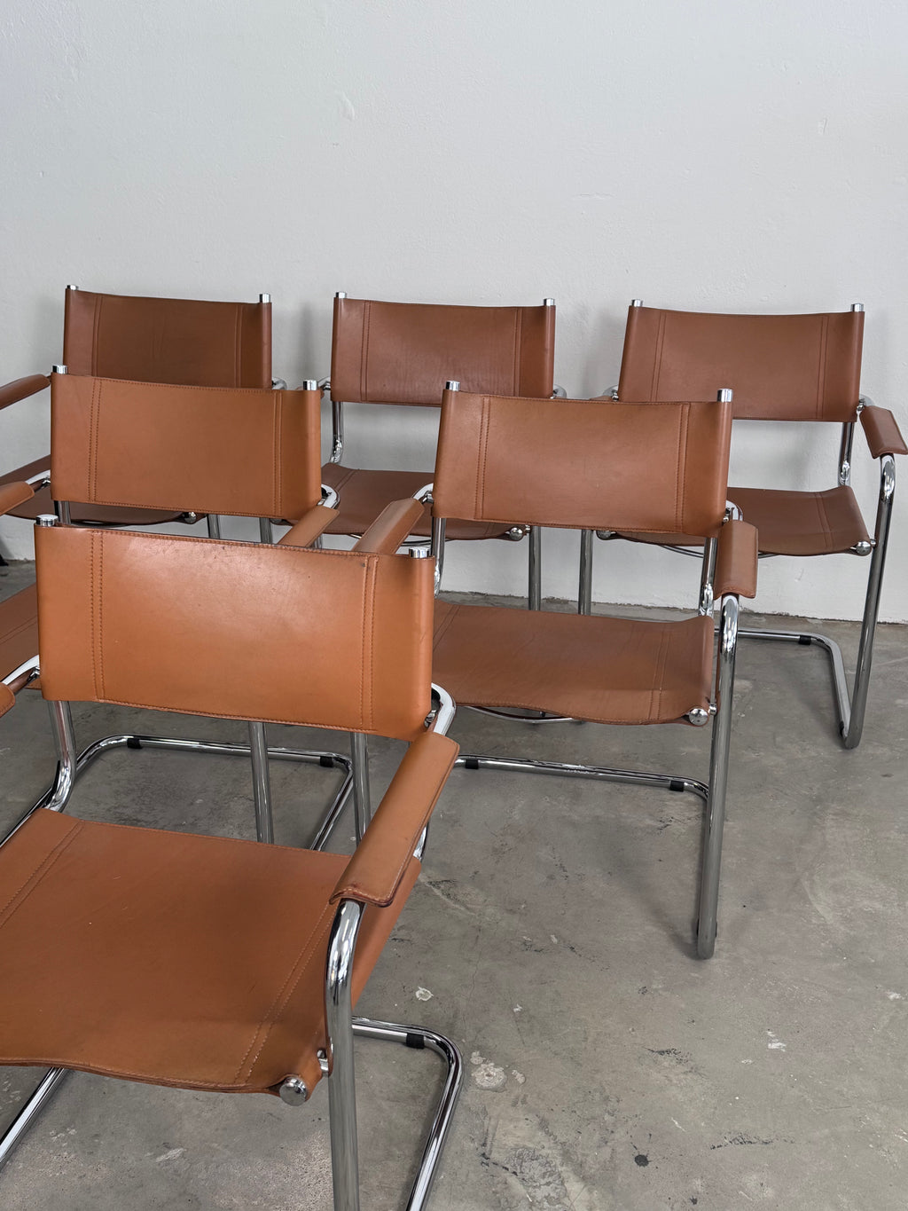 MG5 Mart Stam Stahlrohr Freischwinger für Matteo grassi in Cognac