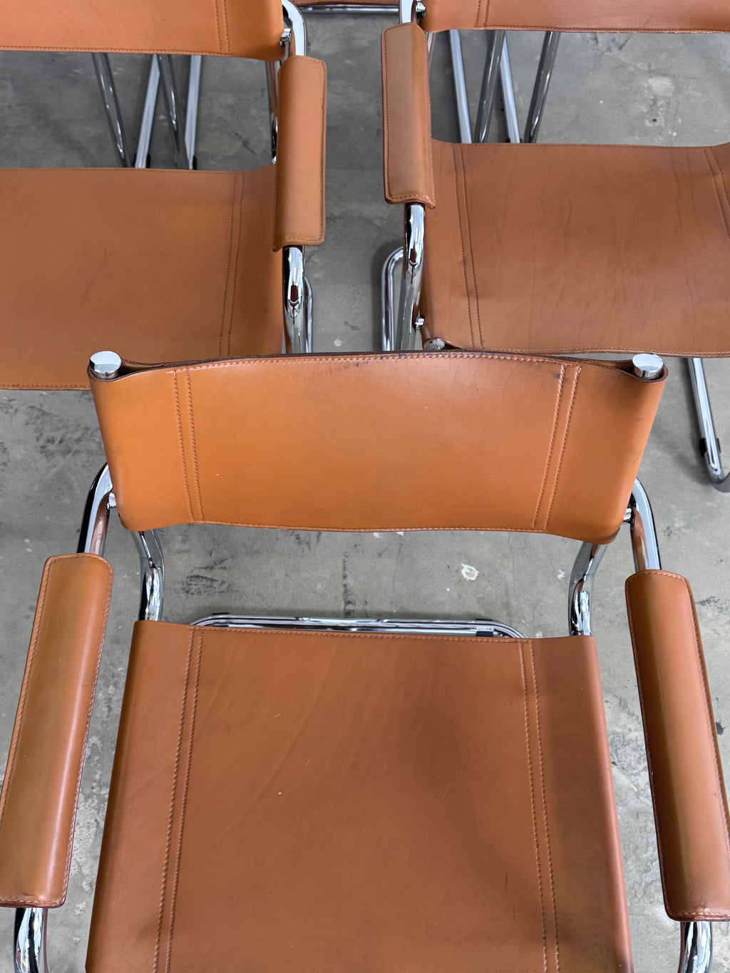 MG5 Mart Stam Stahlrohr Freischwinger für Matteo grassi in Cognac