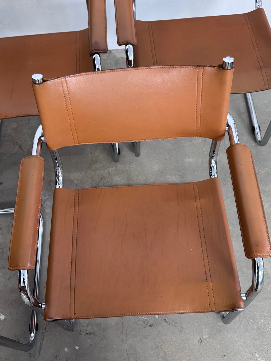 MG5 Mart Stam Stahlrohr Freischwinger für Matteo grassi in Cognac