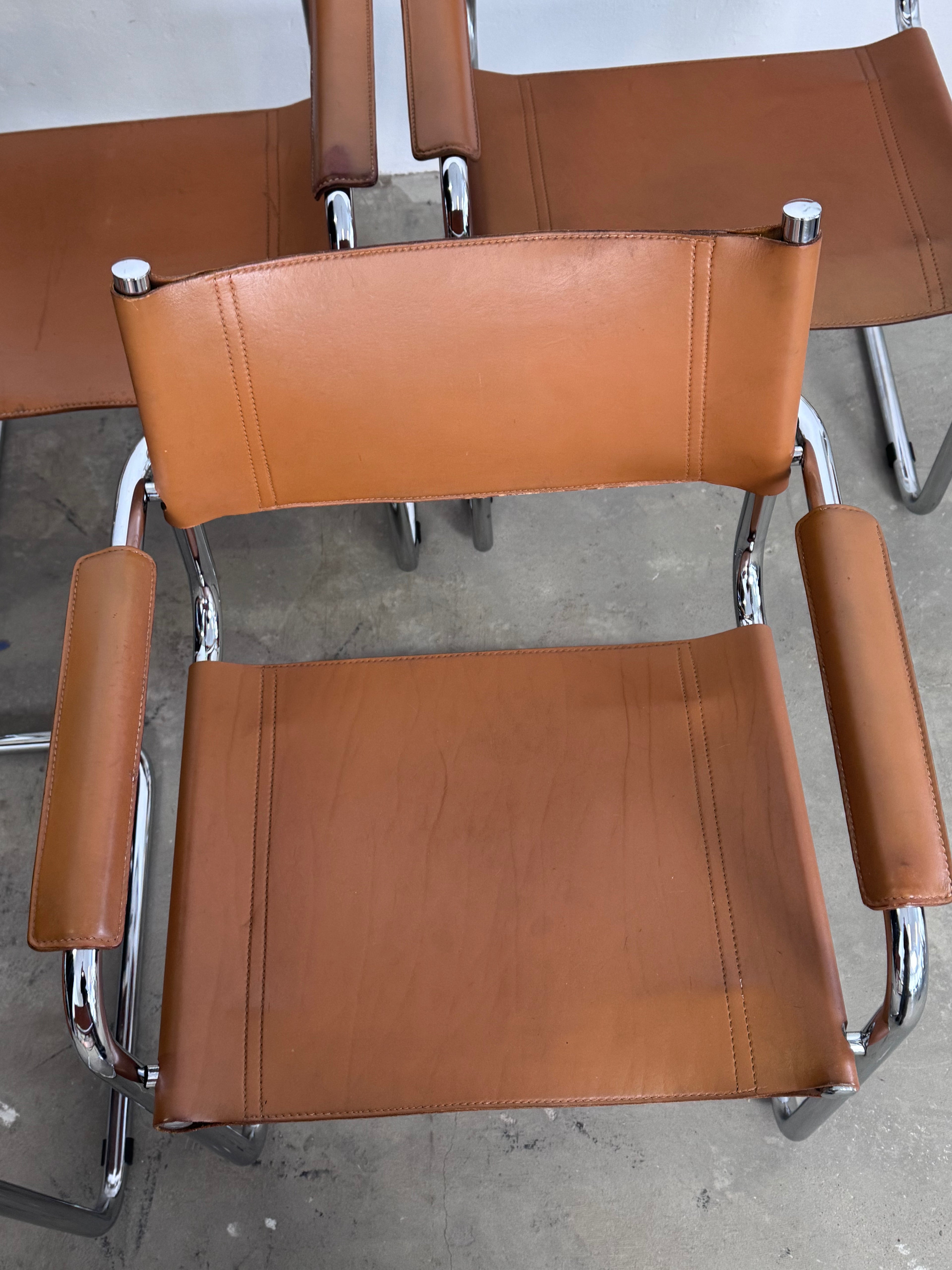 MG5 Mart Stam Stahlrohr Freischwinger für Matteo grassi in Cognac