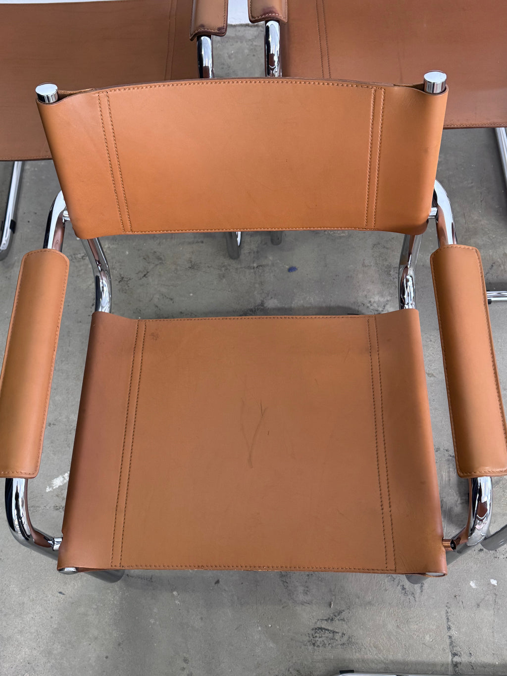 MG5 Mart Stam Stahlrohr Freischwinger für Matteo grassi in Cognac