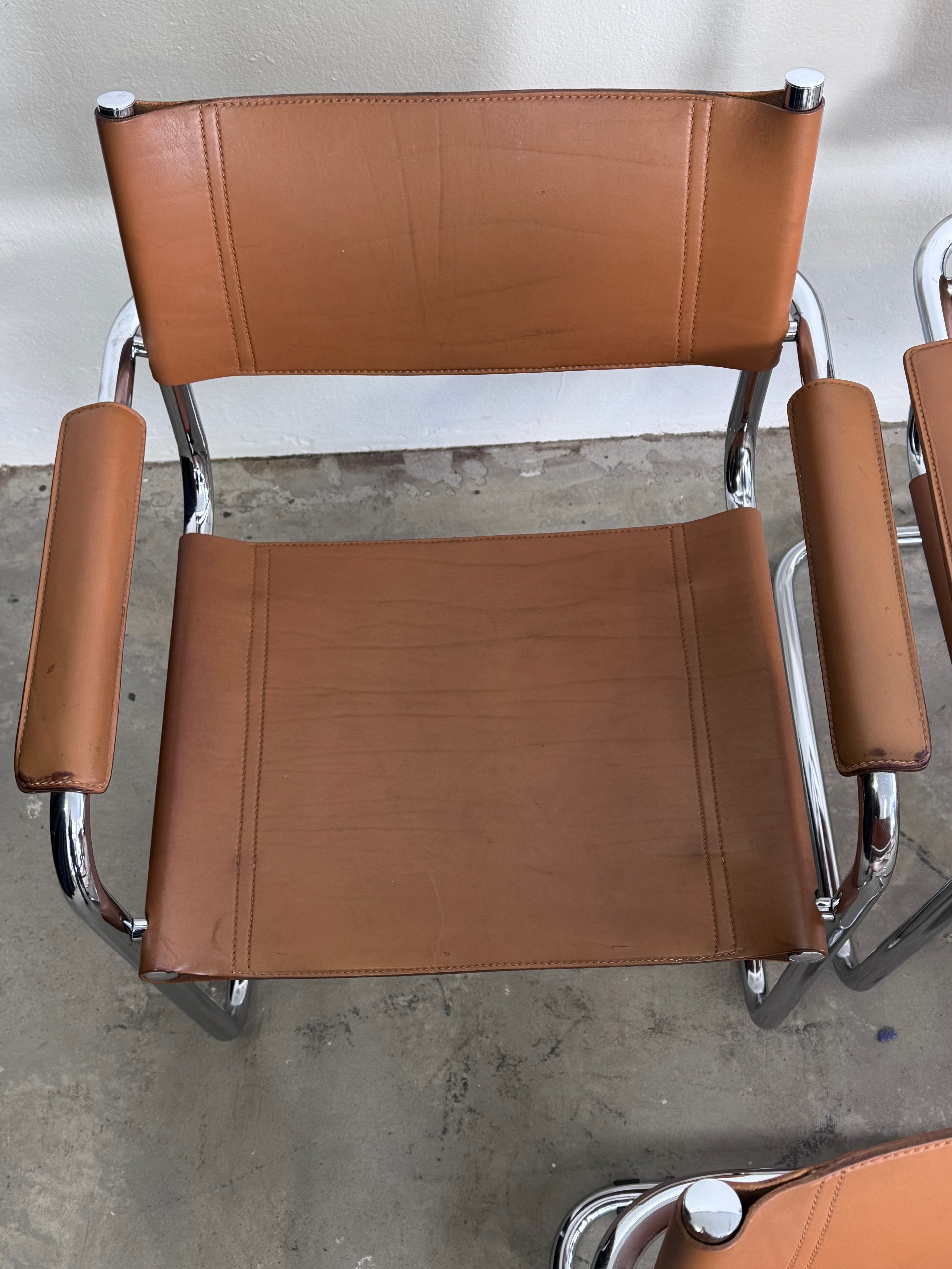 MG5 Mart Stam Stahlrohr Freischwinger für Matteo grassi in Cognac