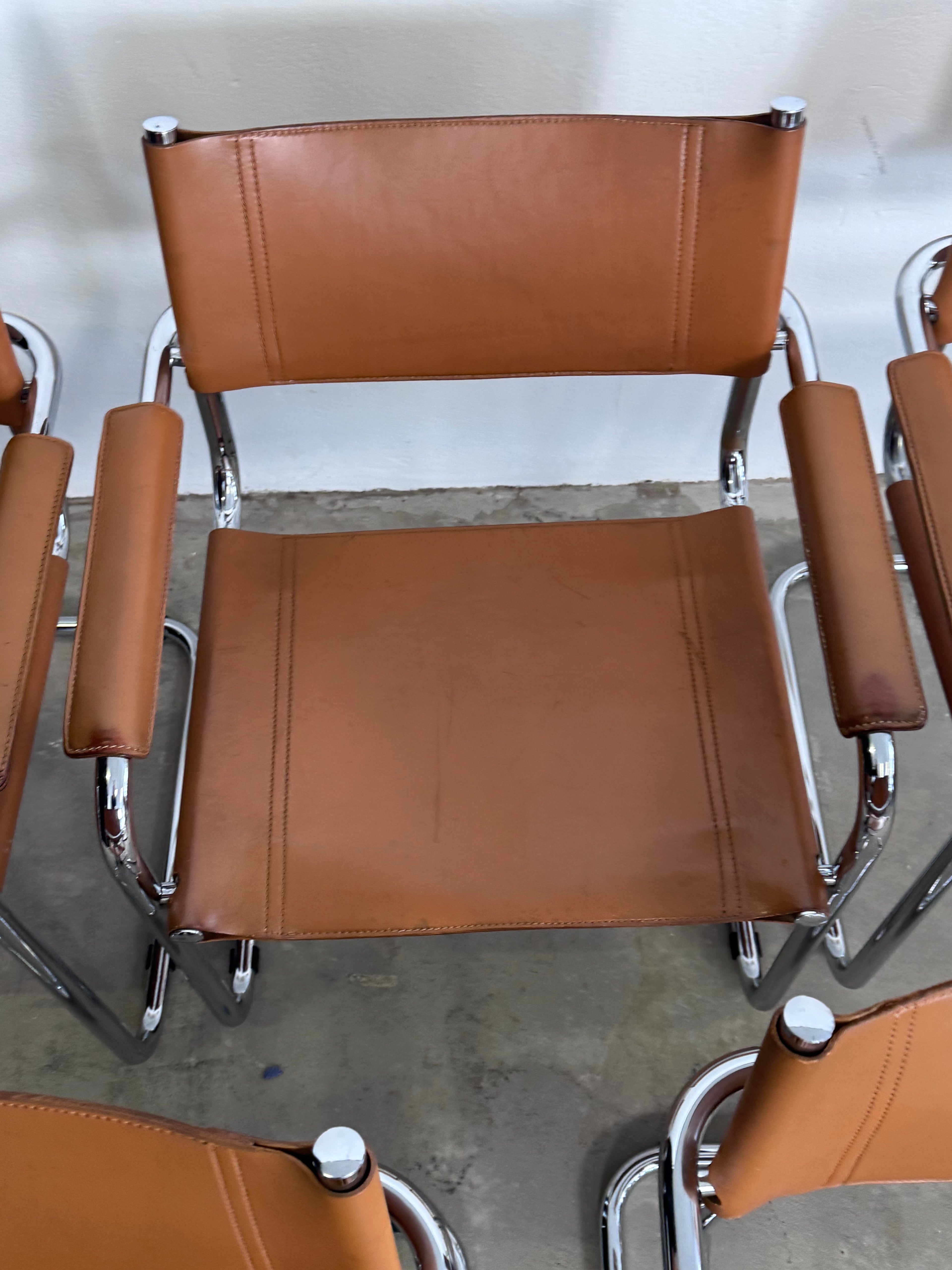 MG5 Mart Stam Stahlrohr Freischwinger für Matteo grassi in Cognac