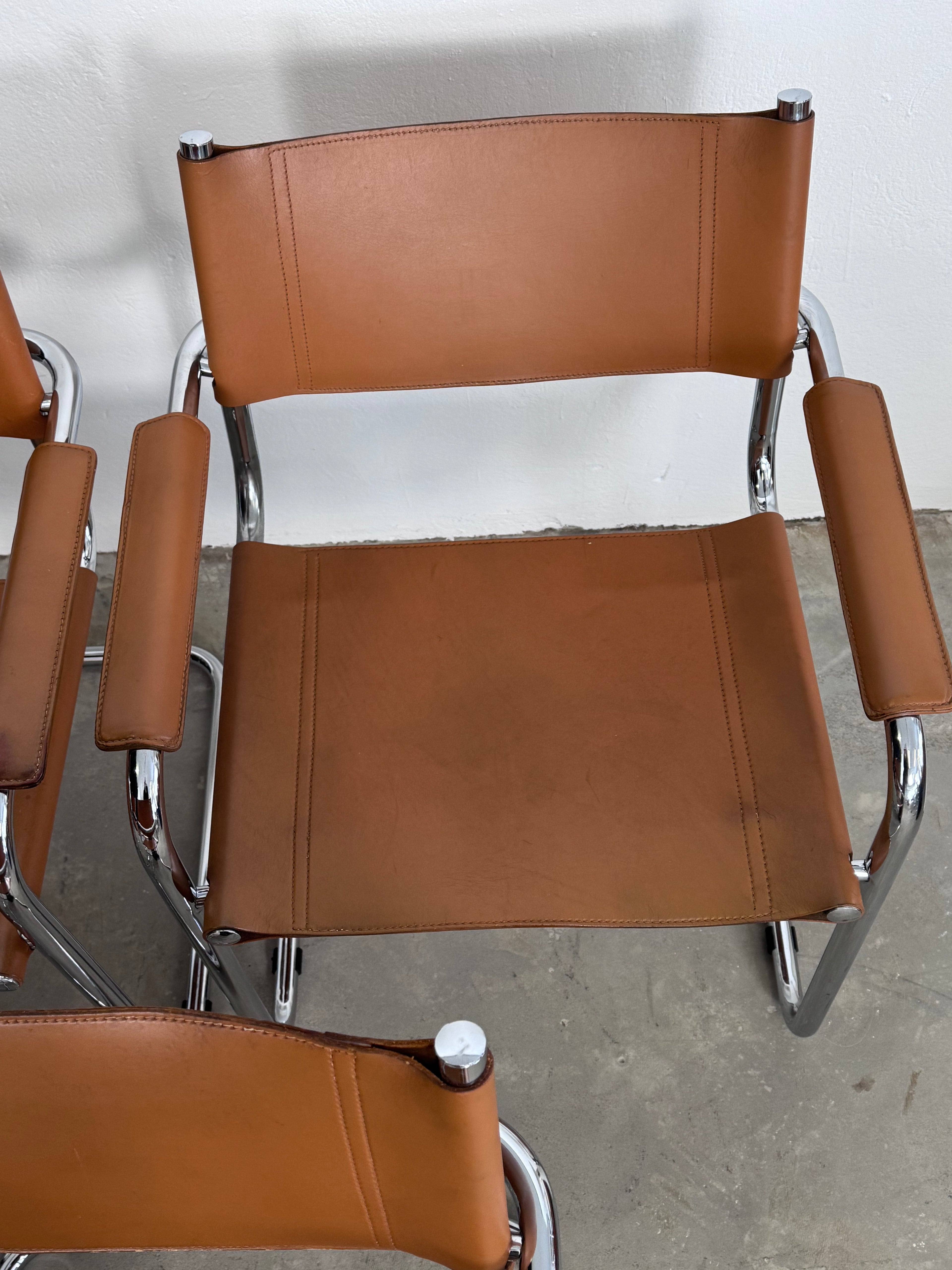 MG5 Mart Stam Stahlrohr Freischwinger für Matteo grassi in Cognac