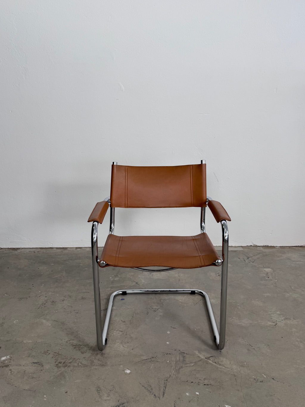 MG5 Mart Stam Stahlrohr Freischwinger für Matteo grassi in Cognac