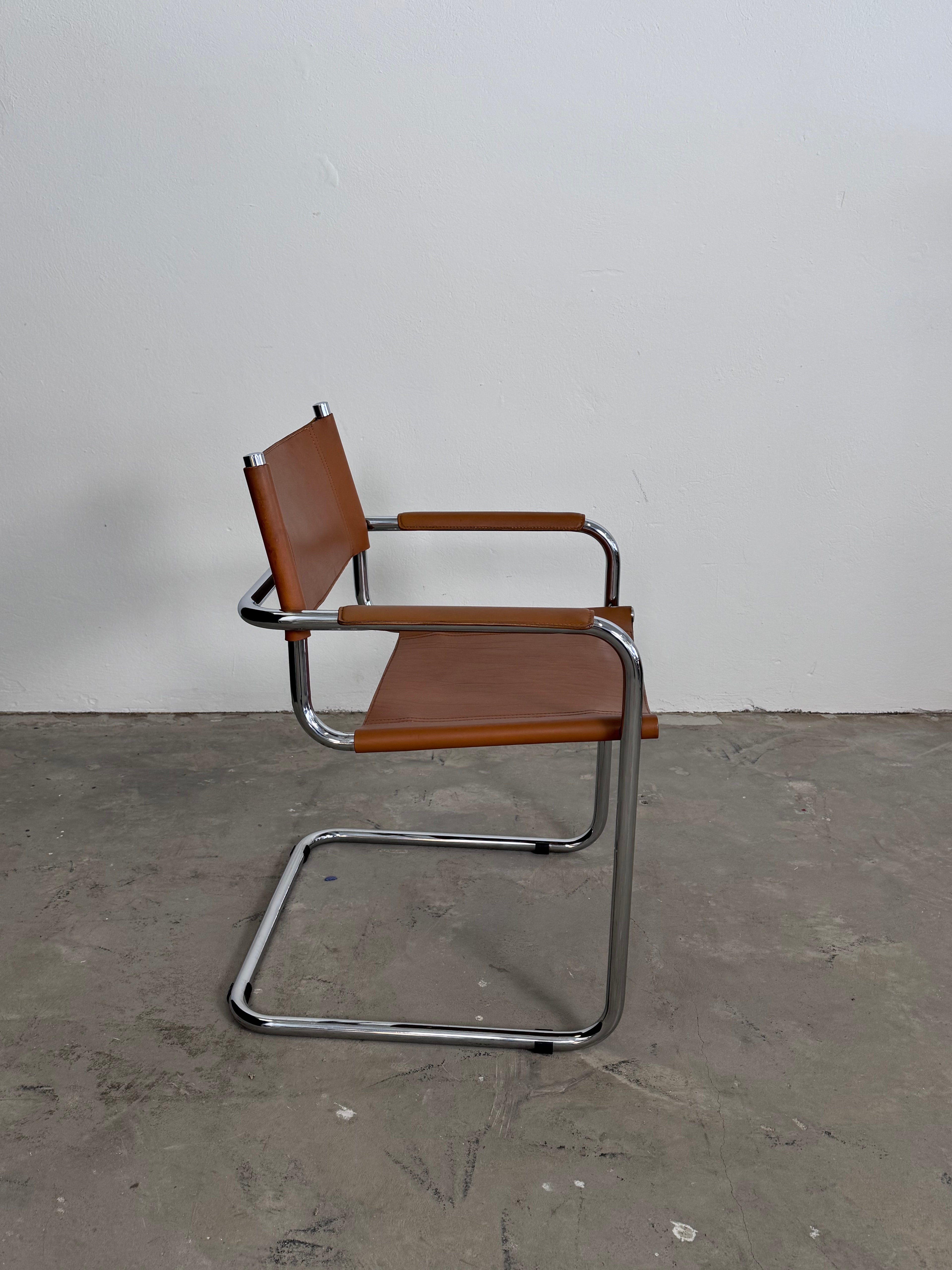 MG5 Mart Stam Stahlrohr Freischwinger für Matteo grassi in Cognac