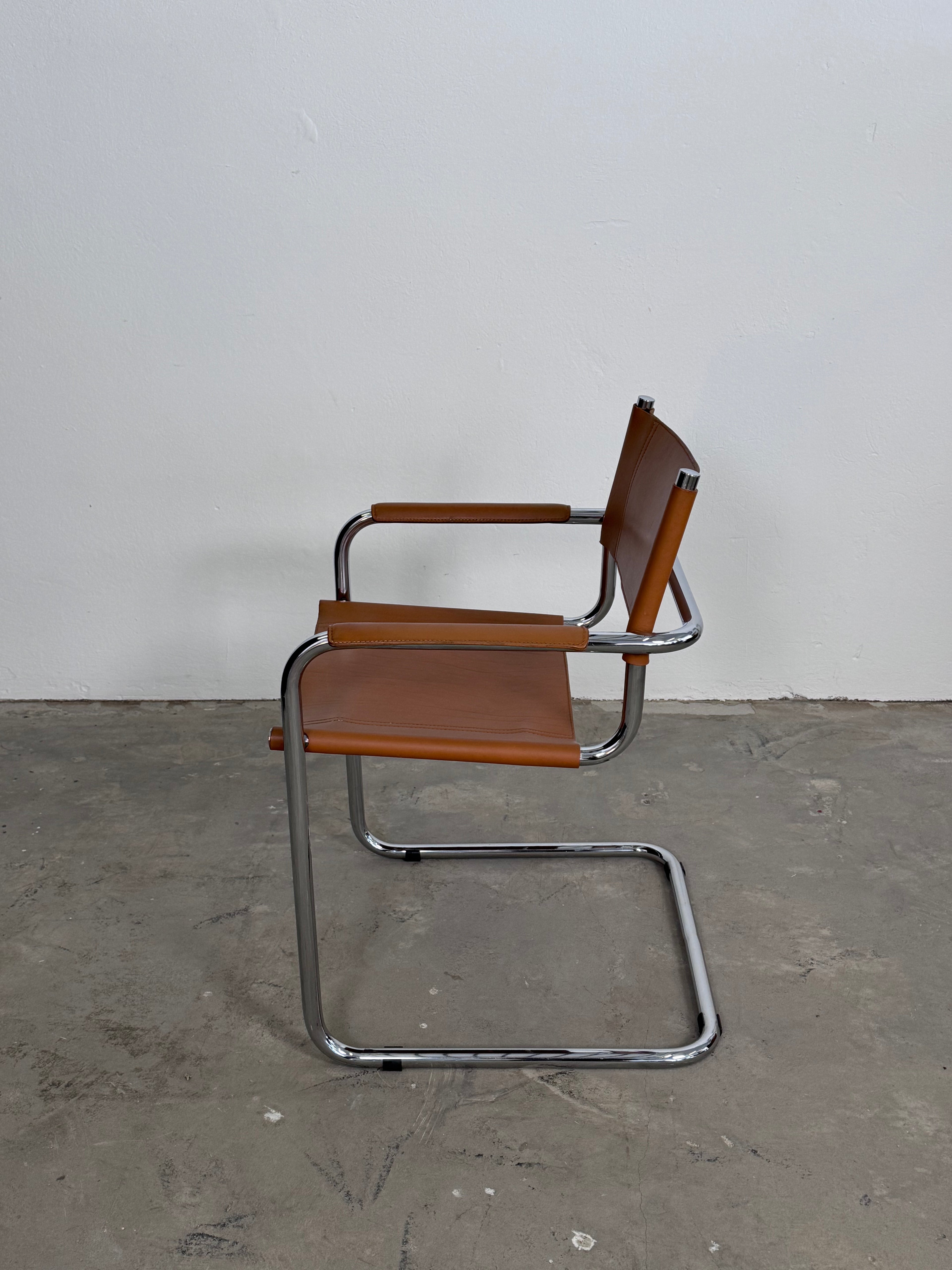 MG5 Mart Stam Stahlrohr Freischwinger für Matteo grassi in Cognac