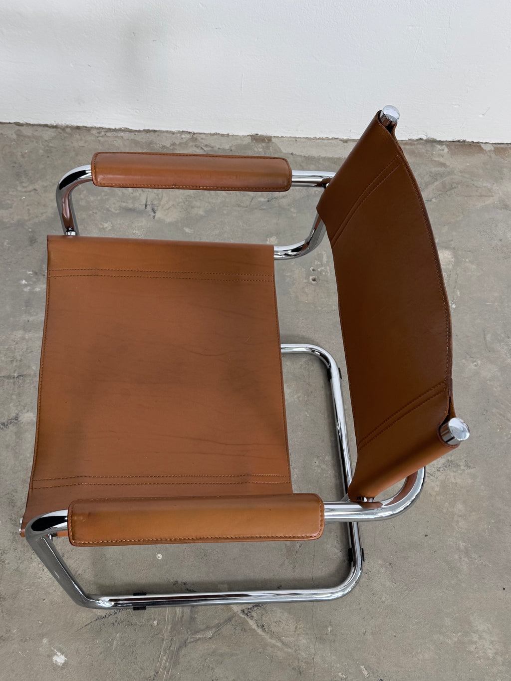 MG5 Mart Stam Stahlrohr Freischwinger für Matteo grassi in Cognac