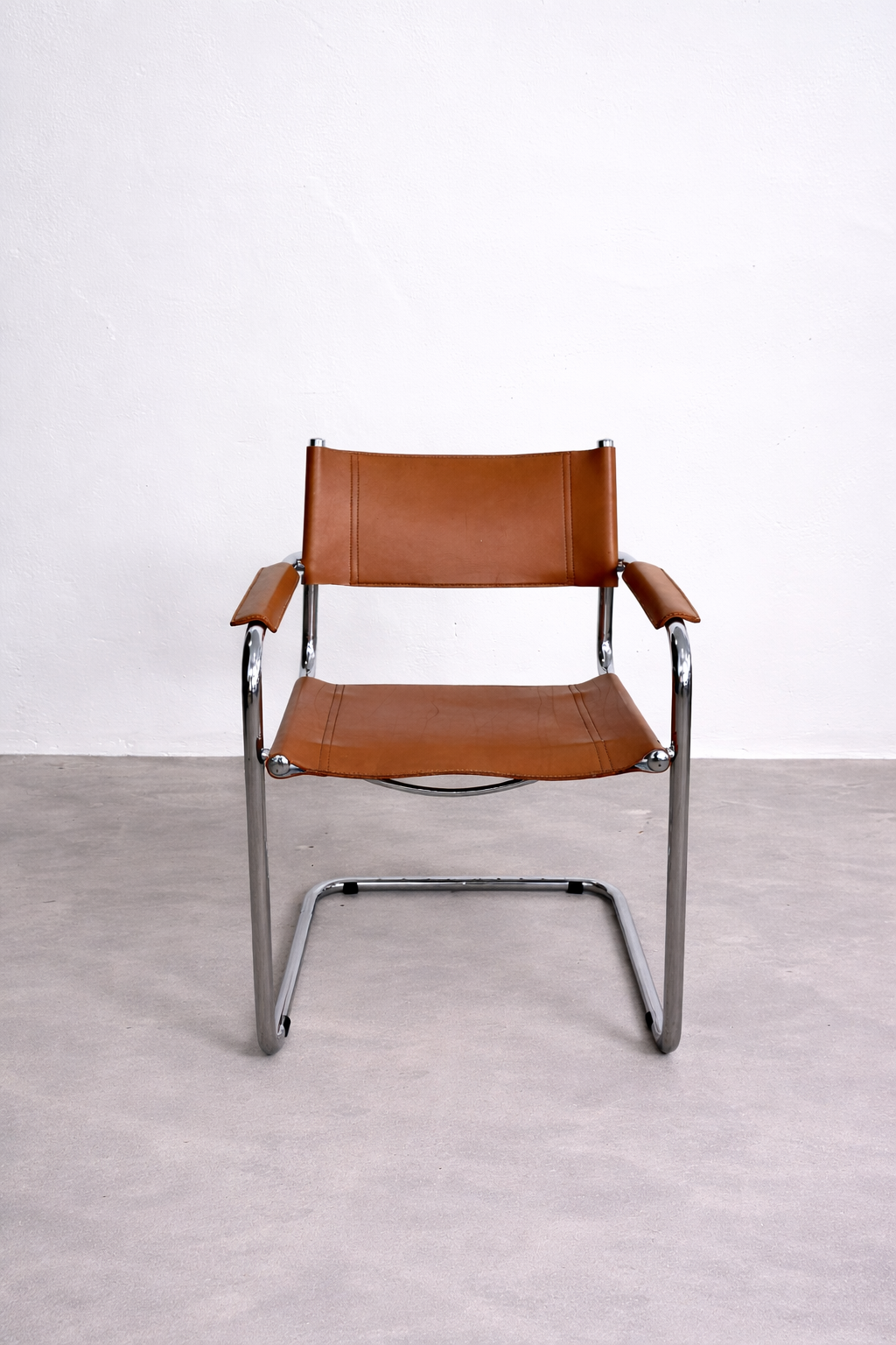 MG5 Mart Stam Stahlrohr Freischwinger für Matteo grassi in Cognac