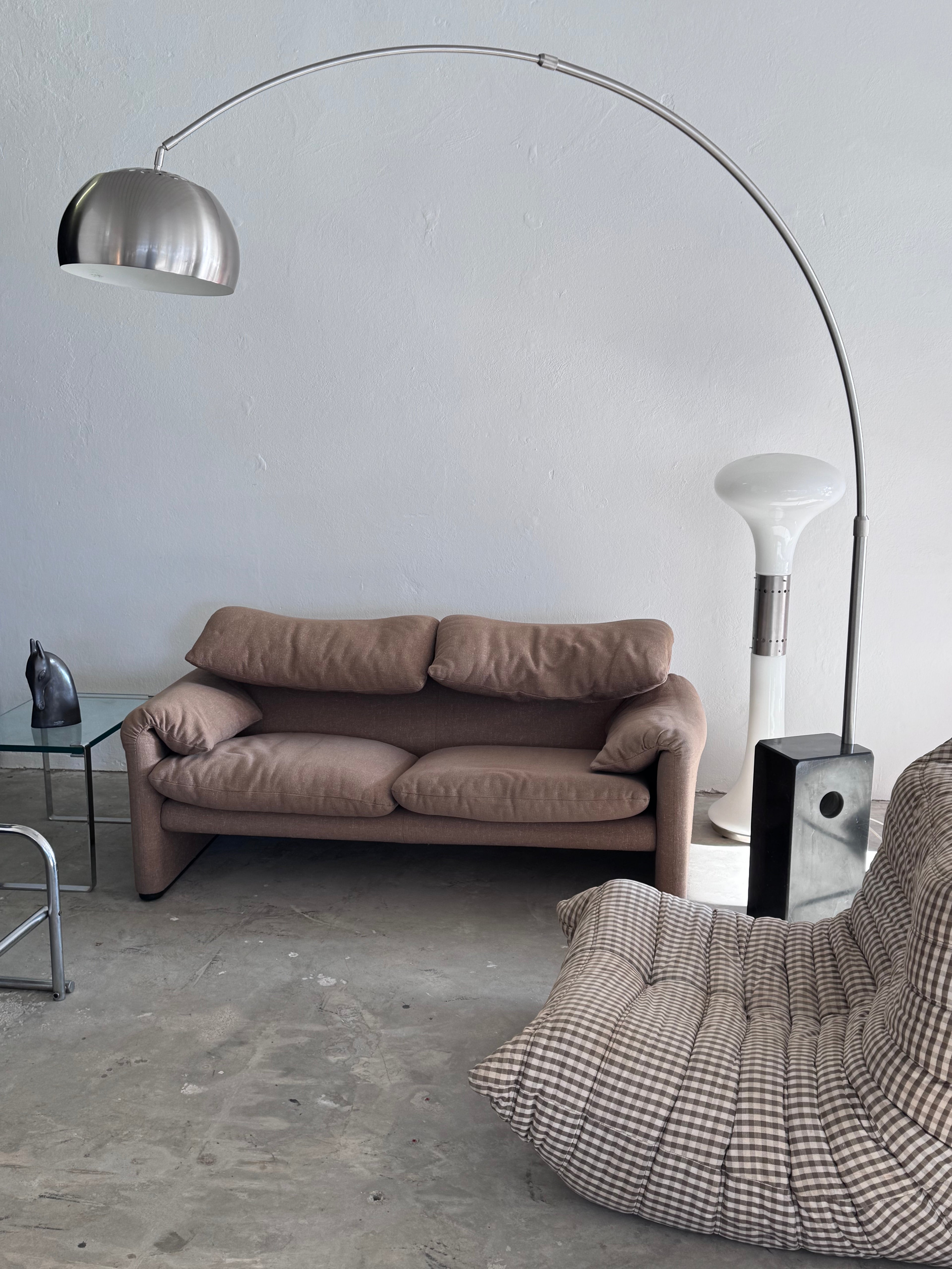 1/2 Cassina Maralunga Sofa 1970er | Vico Magistretti | Vintage Design Klassiker | Leinenbezug | 2er Sofa