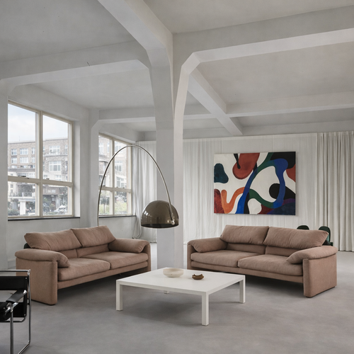 1/2 Cassina Maralunga Sofa 1970er | Vico Magistretti | Vintage Design Klassiker | Leinenbezug | 2er Sofa