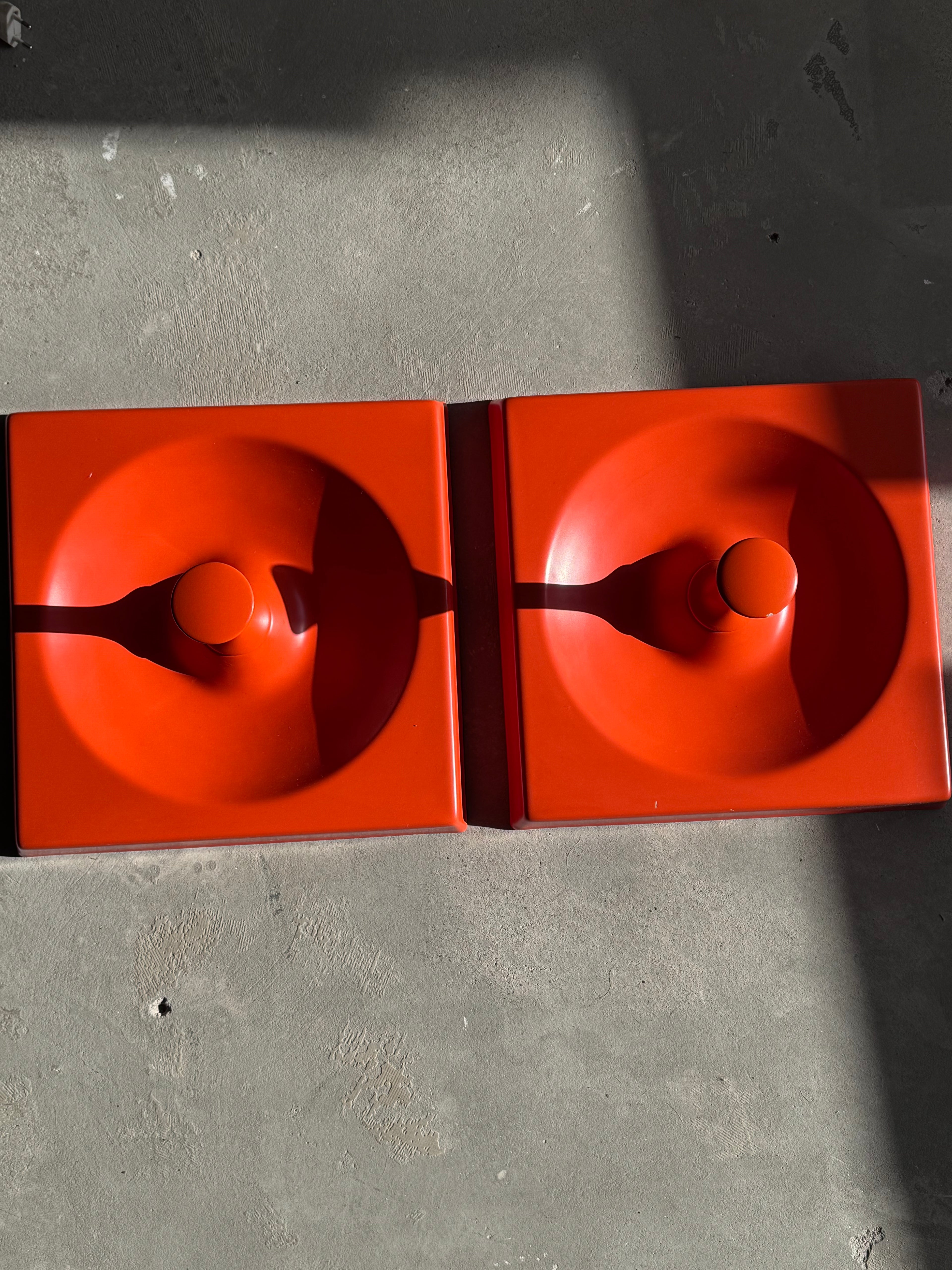 Vintage Schönbuch Quadro Garderoben-Element, 1970er, Orange, Mid-Century Wandgarderobe, Modulares Design