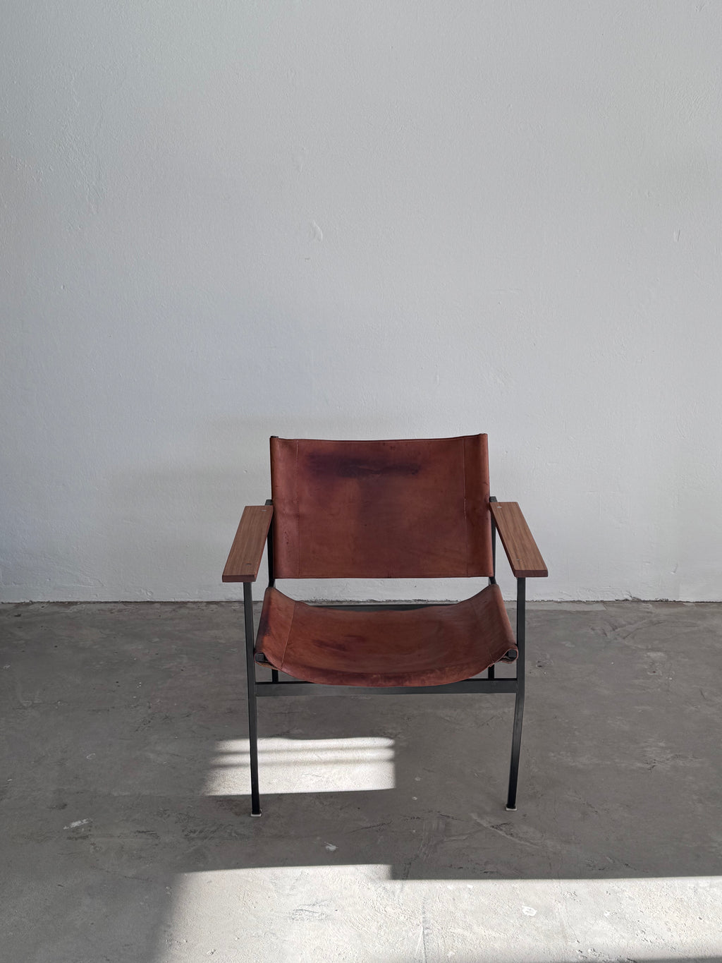 Eddie Harlis für Thonet, ST 805, Sling Lounge Chair aus cognacfarbenem Sattelleder, 1960er/1970er