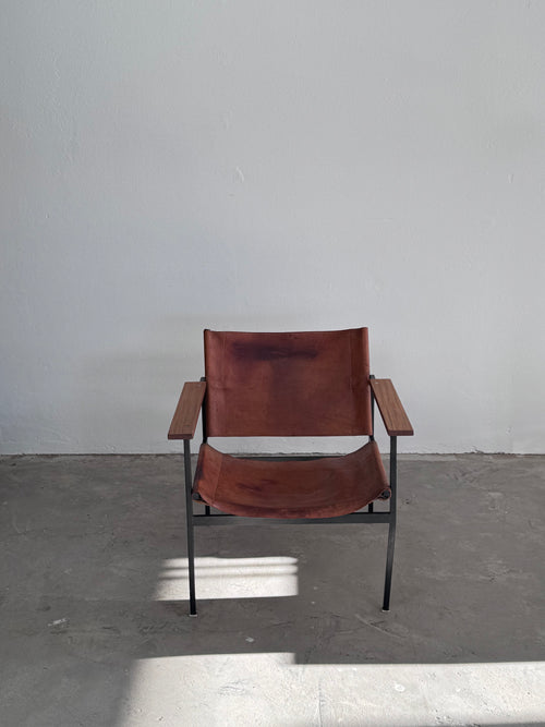 Eddie Harlis für Thonet, ST 805, Sling Lounge Chair aus cognacfarbenem Sattelleder, 1960er/1970er