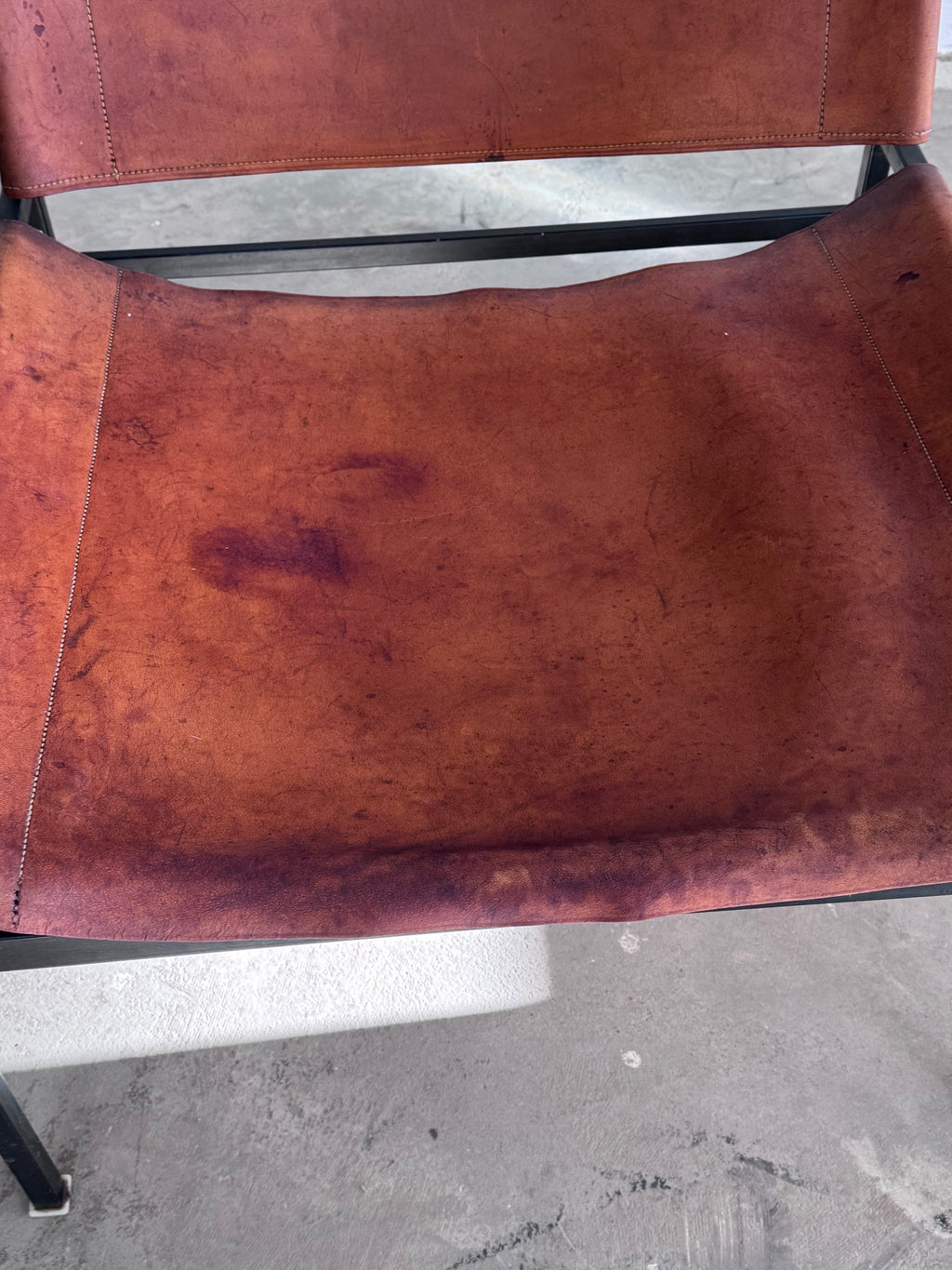 Eddie Harlis für Thonet, ST 805, Sling Lounge Chair aus cognacfarbenem Sattelleder, 1960er/1970er