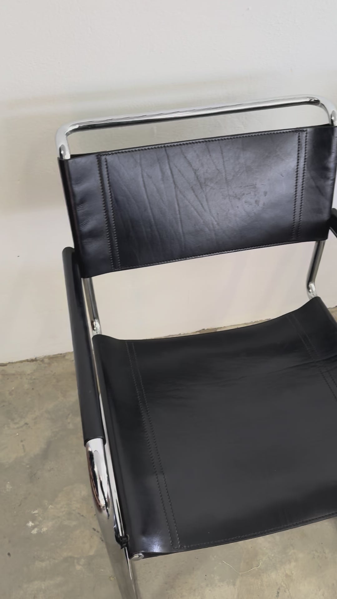 Mart Stam Lederstuhl für Jox Interni Italien | Vintage Design Klassiker | Schwarzes Leder & Chromstahl