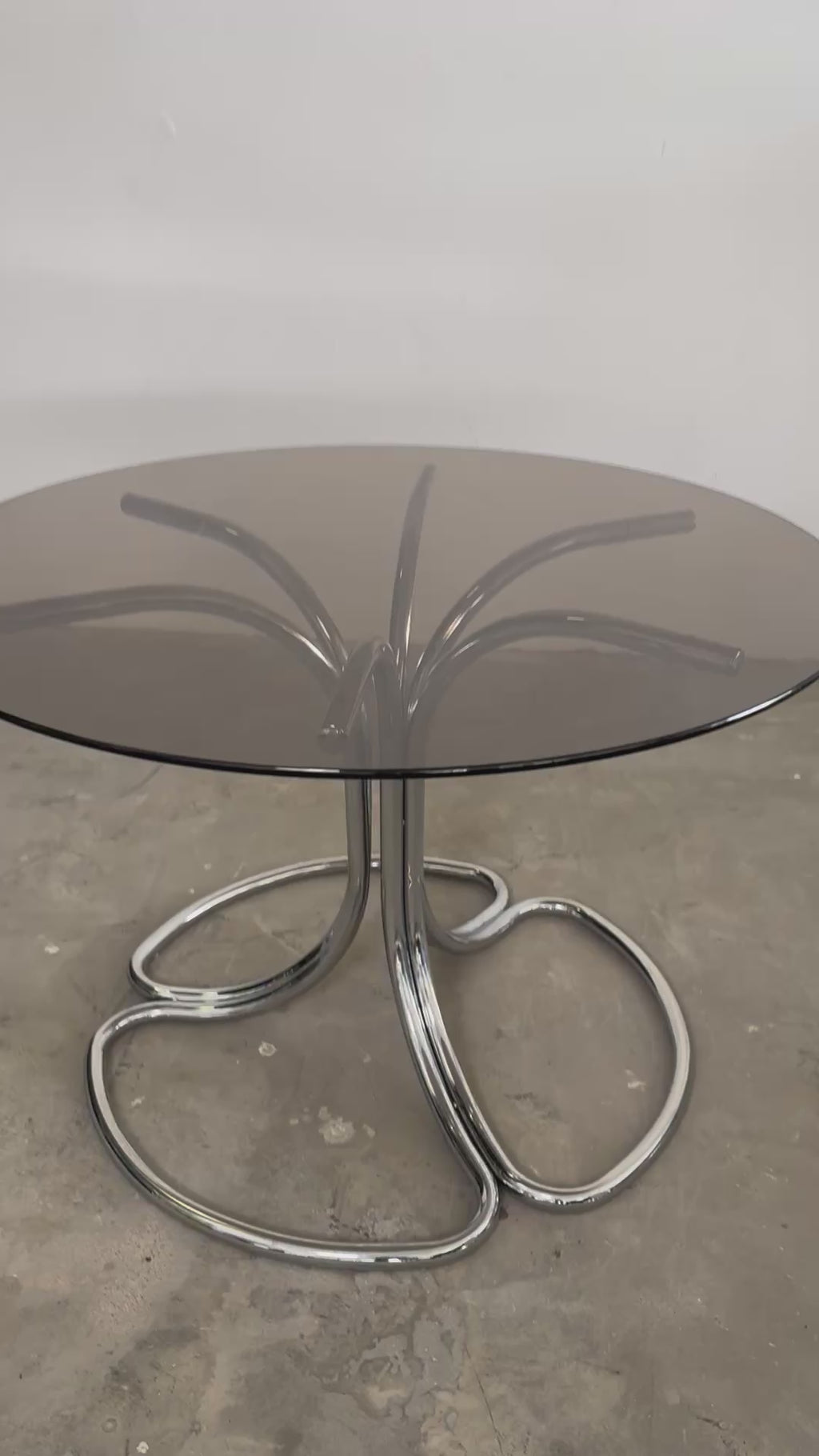 Giotto Stoppino Esstisch | Rauchglas & Chrom | Italien 1970er | Mid Century Design