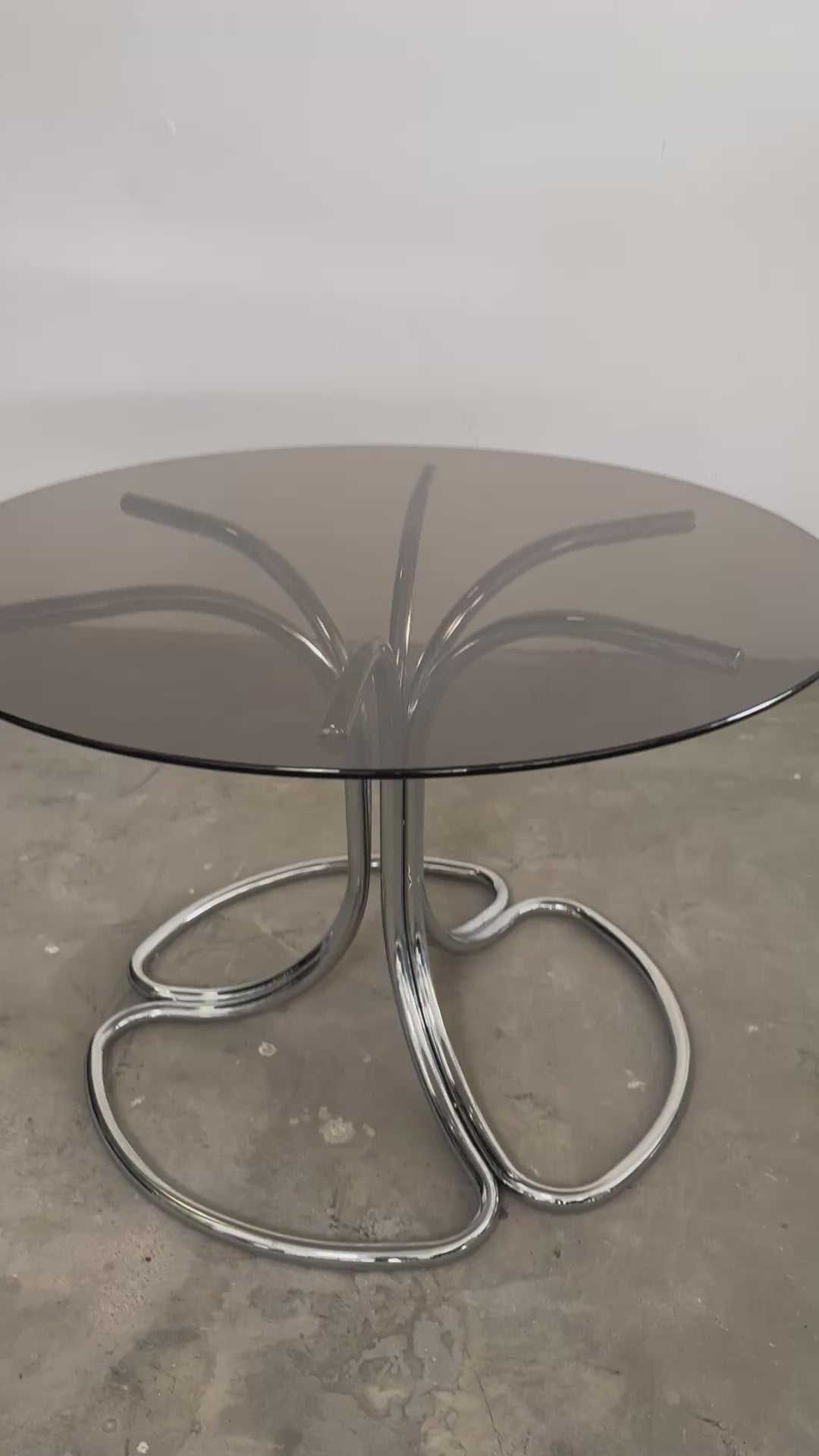 Giotto Stoppino Esstisch | Rauchglas & Chrom | Italien 1970er | Mid Century Design