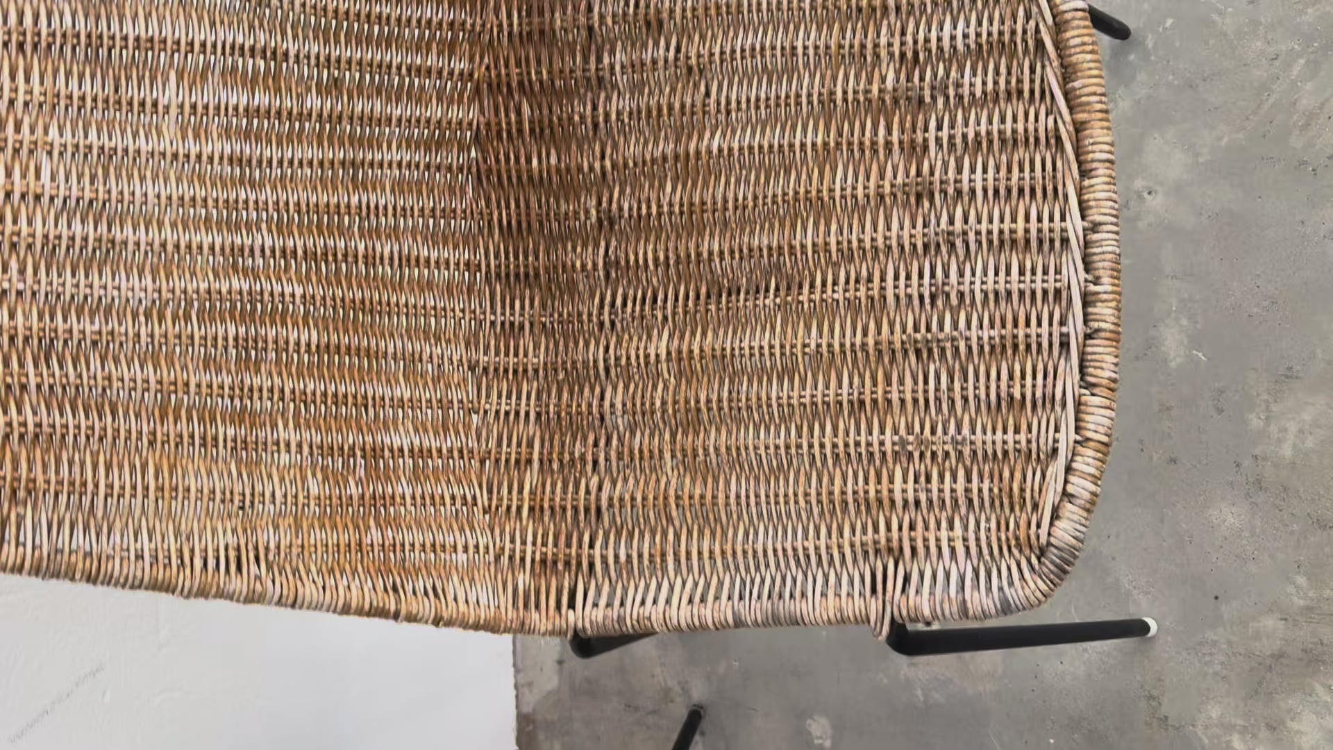 Gian Franco Legler Korbstuhl – Mid Century Rattan Esszimmerstuhl, Italien 1950er/60er, Stahlgestell