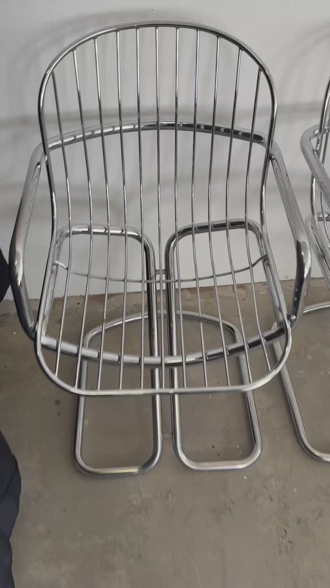 1/6 Italienische Gastone Rinaldi für Rima Freischwinger Stuhl | Italien 1970er | Chrom Drahtstuhl |