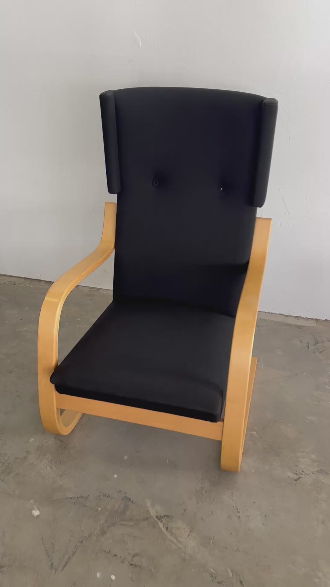 Alvar Aalto 36/401 Freischwinger Sessel für Artek, 1950er – Birke & schwarzer Stoff, Mid-Century Design