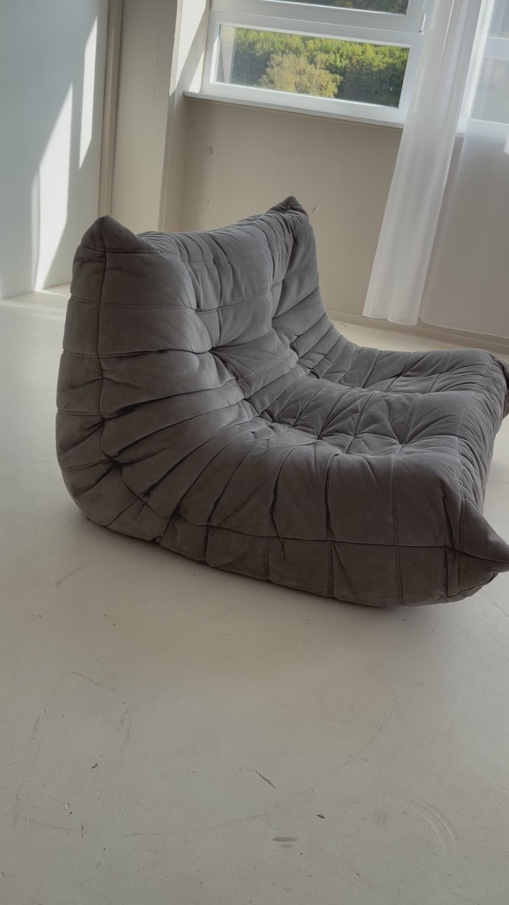 Ligne Roset Togo 2-Seater Sofa in Grey Alcantara, Michel Ducaroy, 2002